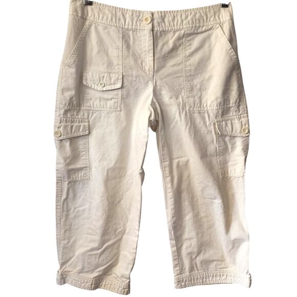 Izod White Cropped Capri Cargo Pants Size 4 - Picture 1 of 7